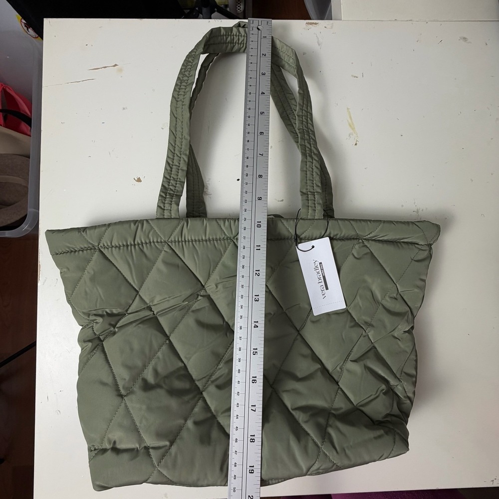 Vera Bradley Small East West Tote Purse Bag Deep Lichen Green Lightweight Preppy - Picture 10 of 13